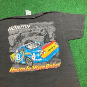 Vintage Nascar Shirt Mens L Black Norton Racing Richard Petty Cheerios Y2K Tee
